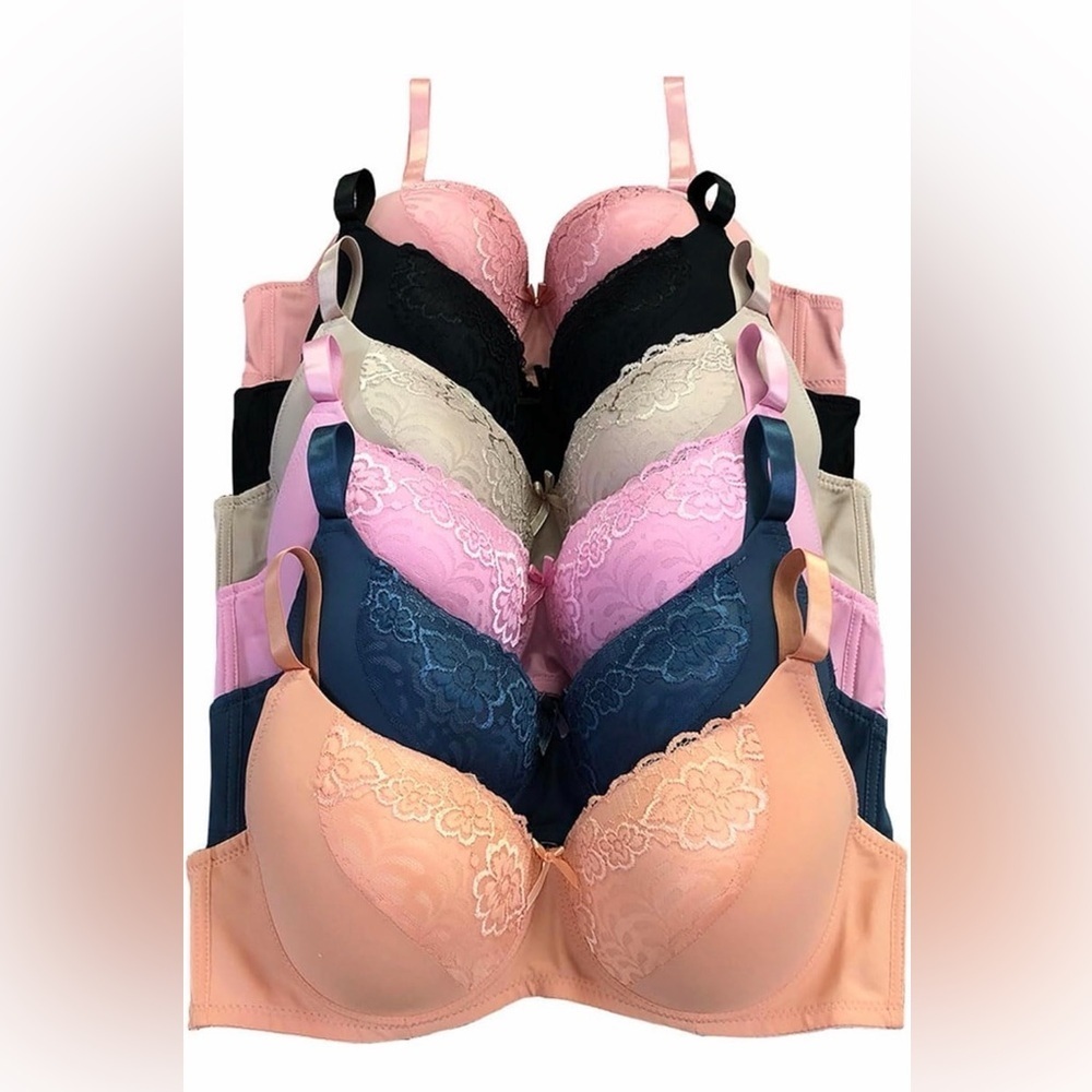 🆕 Secret 6 Pack of Color Print T-Shirt Bras B Cup C Cup and D Cup